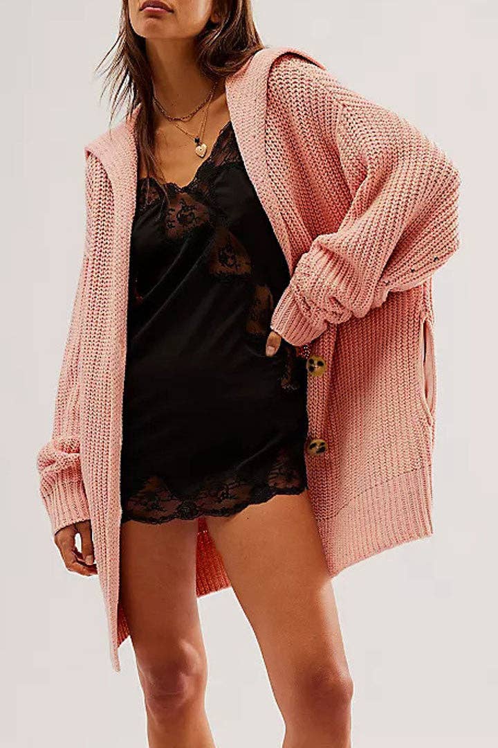 Dipped Shop – wholesale Kofta - Dam – Lapel Lös Knappar Tröja Kofta DPC26204