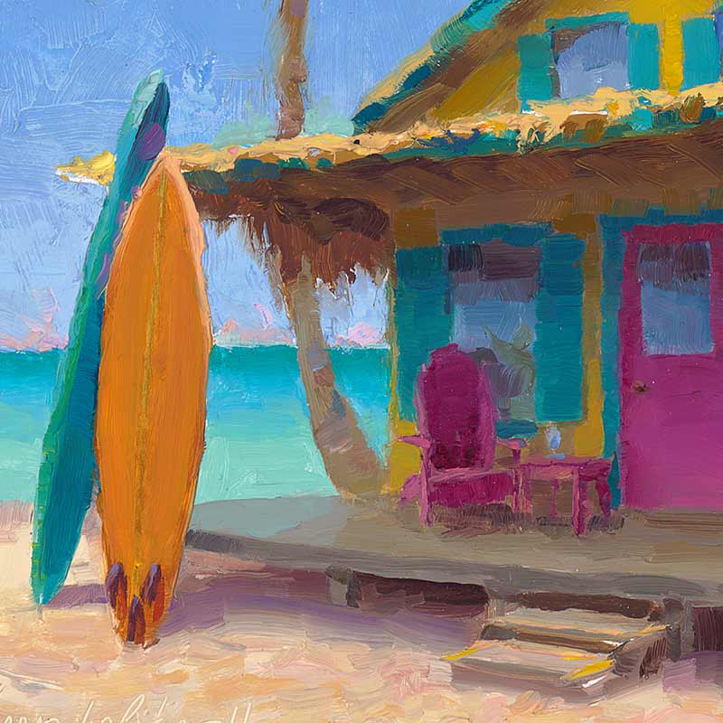 Whitworth Gallery - Wholesale Painting/Drawing - Surf Shack - Signed Artist Canvas of Hawaiian Beach Cottage by Karen Whitworth1