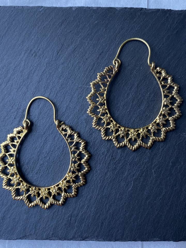 Brass Floral Lace Hoop for wholesale by Siren Silver Ltd