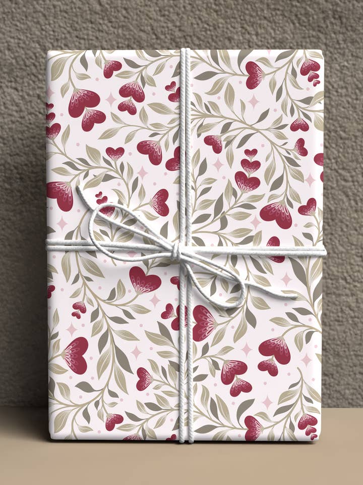 Wrapping Paper Rolls - Valentine Vines in White (2 Sheets) for wholesale by Roxy Lane Design