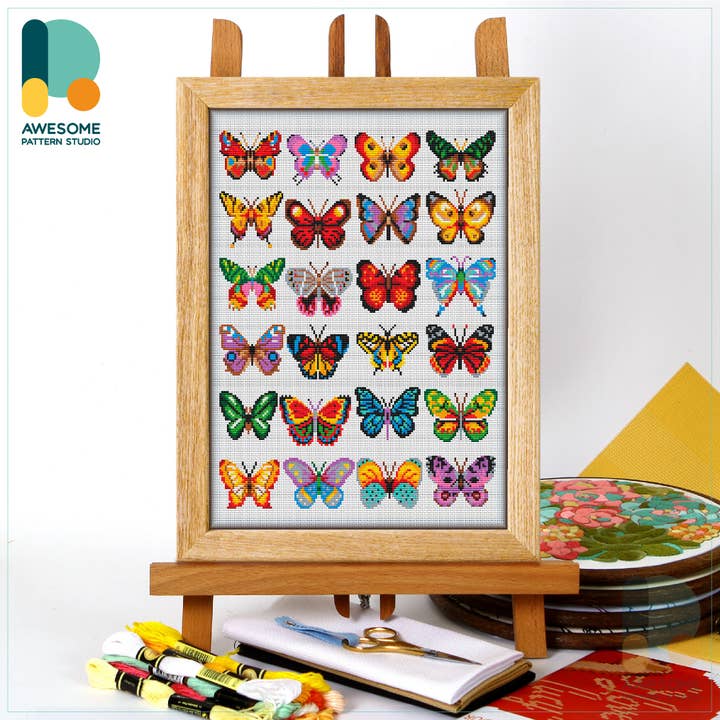 Awesome Pattern Studio - Wholesale Embroidery/Cross Stitch Supplies - CS1647 Butterfly Collection, Counted Cross Stitch Kit
