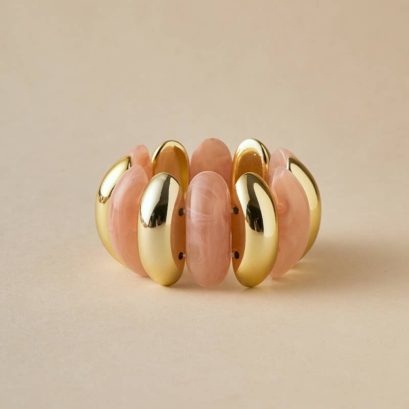 Pretty Persuasions - Wholesale Bangle Bracelet - B25177 Bold Polyresin Oval Link Stretch Bangle Bracelet1