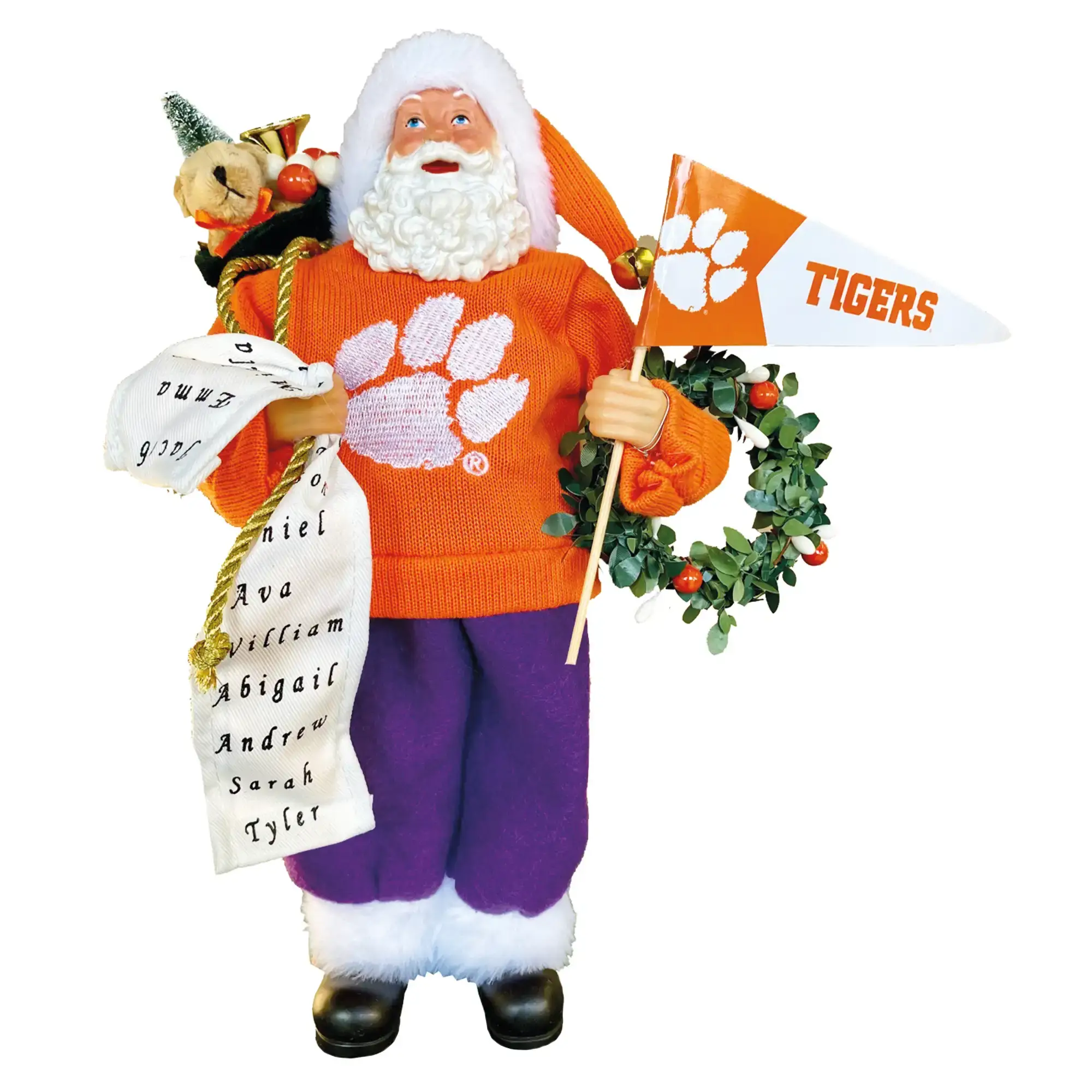 Santa’s Workshop Inc. - Wholesale Christmas Decoration - 12" Clemson Proud Santa0