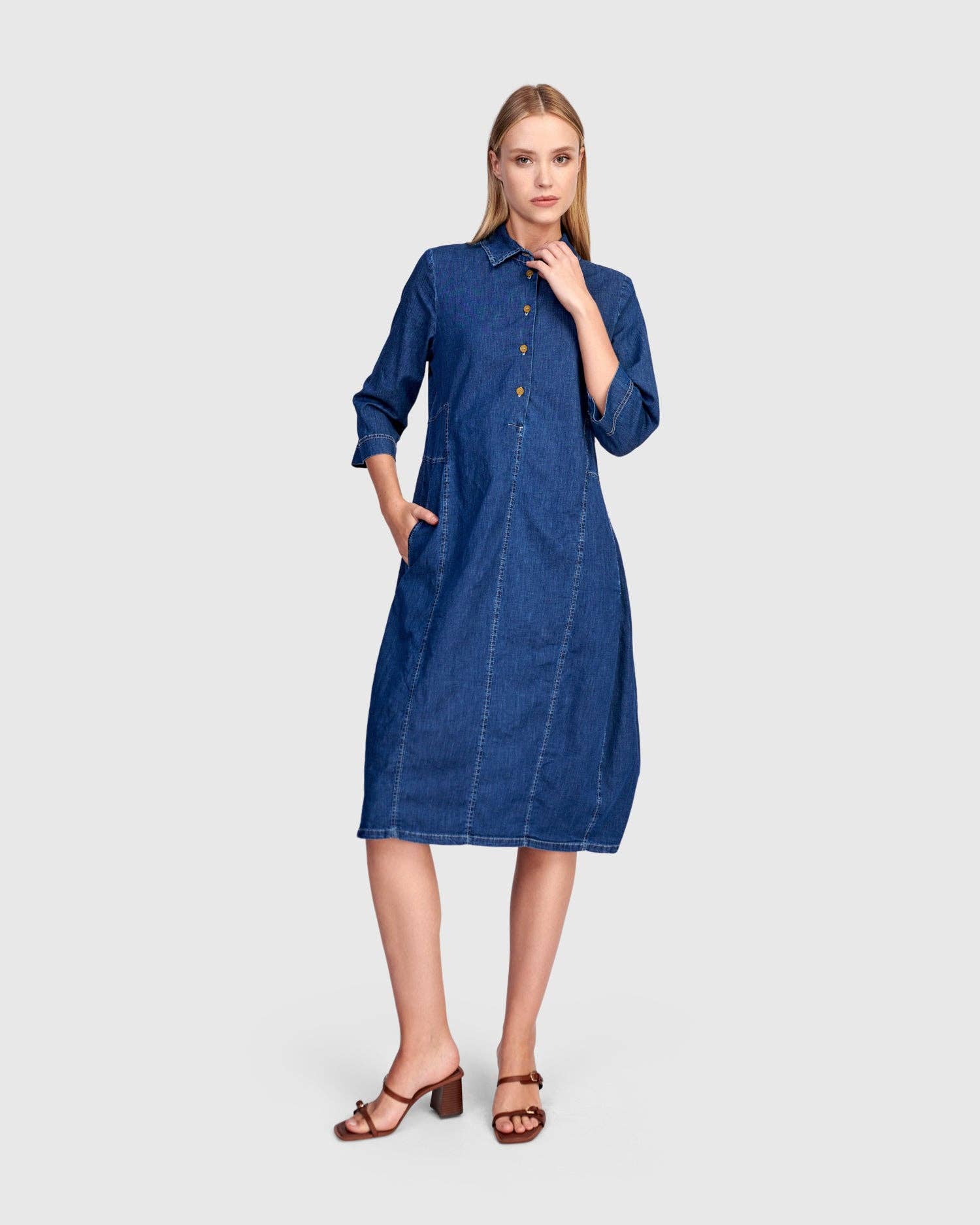 Harper Shirtdress, Denim for wholesale on Faire4
