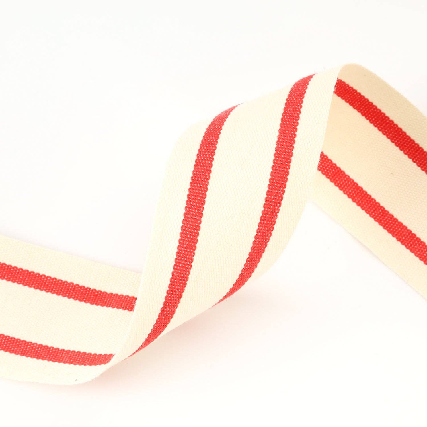 LA Ribbons Wholesale – wholesale Ribbon – Gift wrapping – 1 1/2" Cotton Ribbon | "Striped" White/Red | 20 Yard Roll3