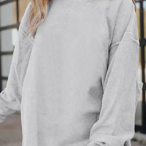 Light Grey Long Sleeve Ribbed Corded Oversized Sweatshirt and other Purchase Wholesale 12x10x8. Free Returns & Net 60 Terms on Faire trending on Faire.