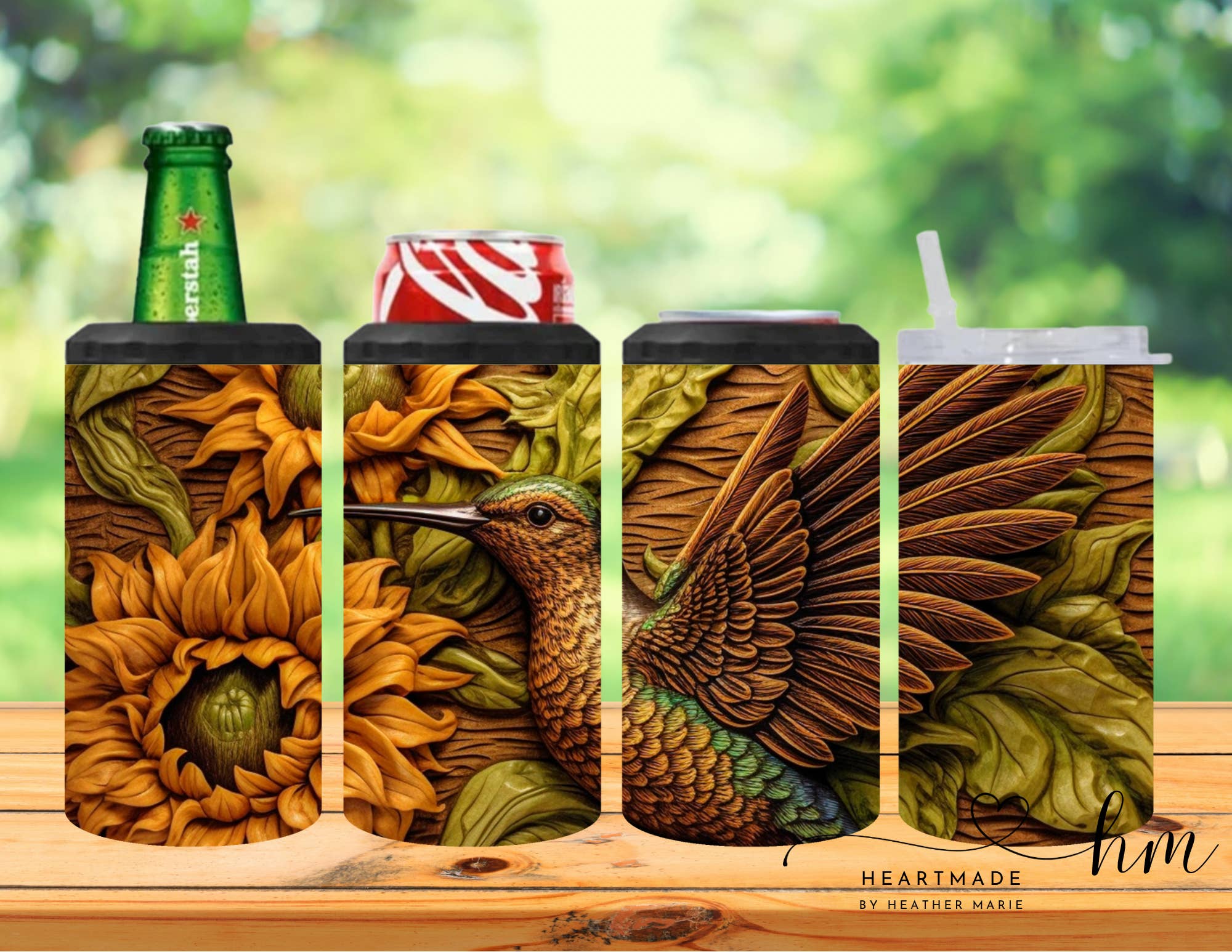 Heartmade By Heather Marie, LLC – wholesale Insulated mug/tumbler – 4 in 1 Hummingbird 3D Tumbler
