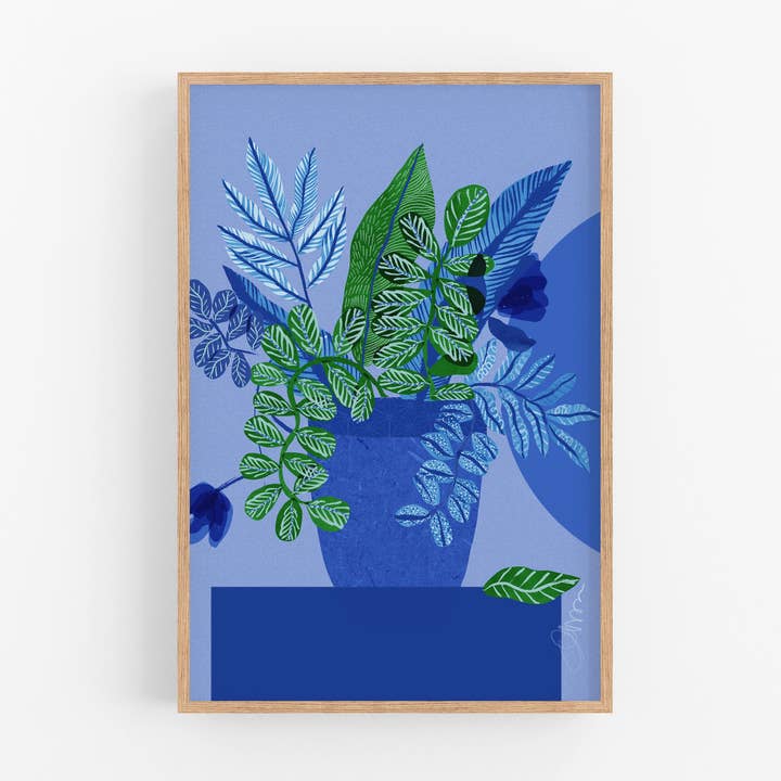 Flowers in Blue Print for wholesale by Violet Red Studio