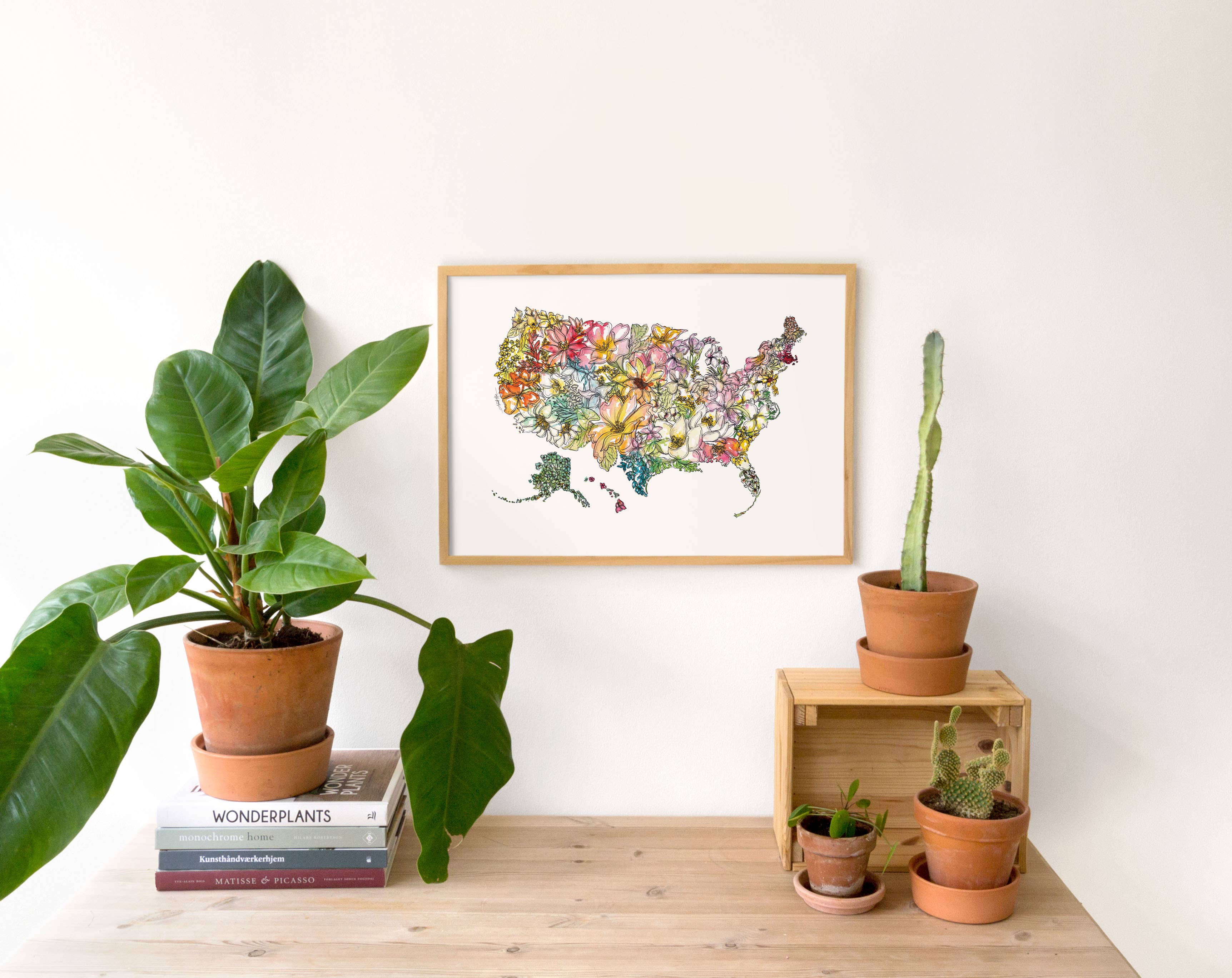 Amanda Klein Co. - Wholesale Art Print - USA Floral Wall Decor Poster featuring 50 State Flowers2