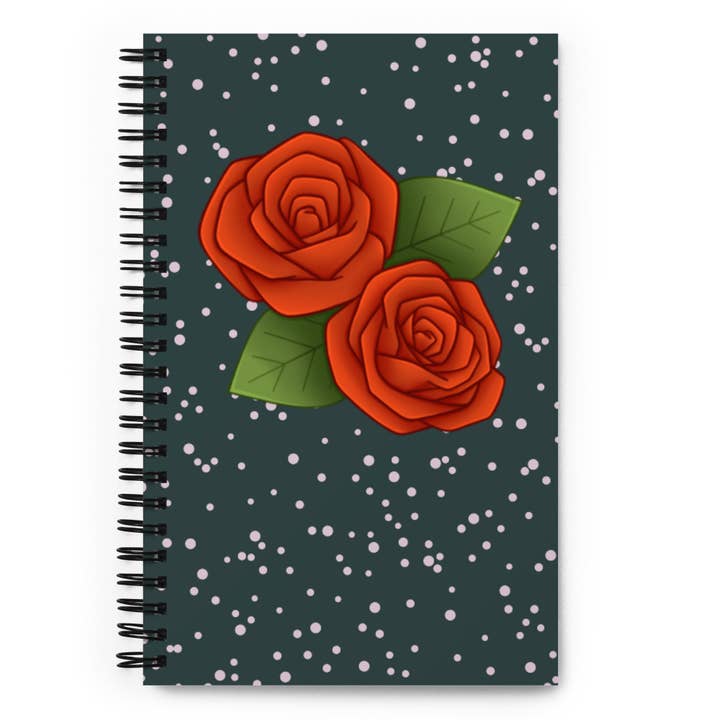 Cahier à spirale Roses, journal d'art à grille florale pour la vente par emilyckohl