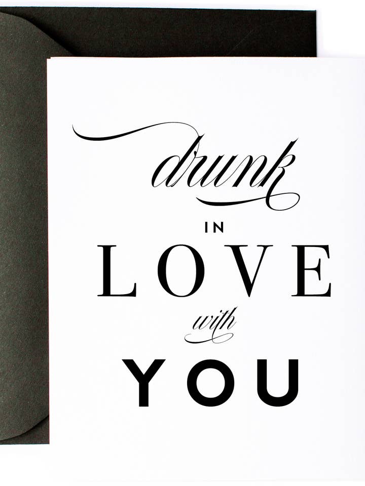 Drunk In Love Card - Love Card & Anniversary Greeting Card for wholesale by Kitty Meow Boutique