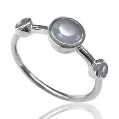 Anel mineral - 3 minerais - prata banhada a ródio - 12 por atacado de Buganto