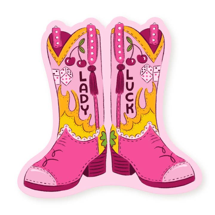 A Fink & Ink - Wholesale Sticker - Lady Luck Las Vegas Cowboy Boots Vinyl Sticker