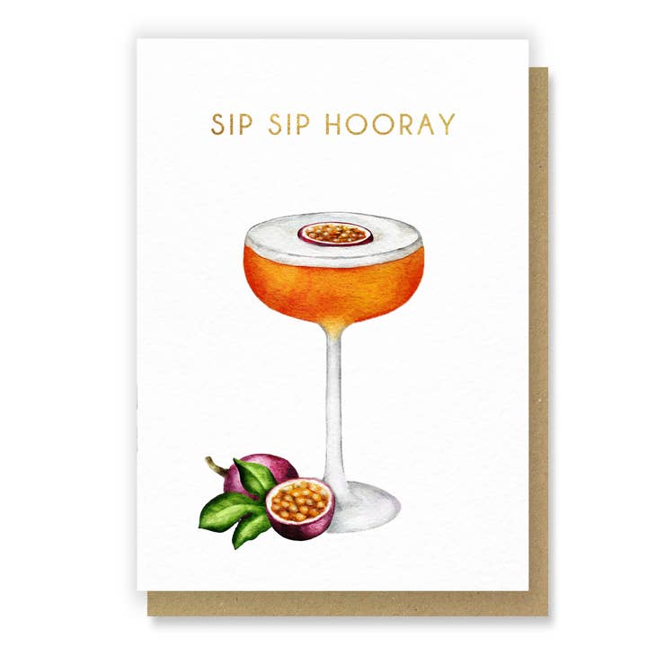 Sip Sip Hurra - Cocktail Passionfrugt Akvarel Hilsen for engroshandel hos Citrus Bunn