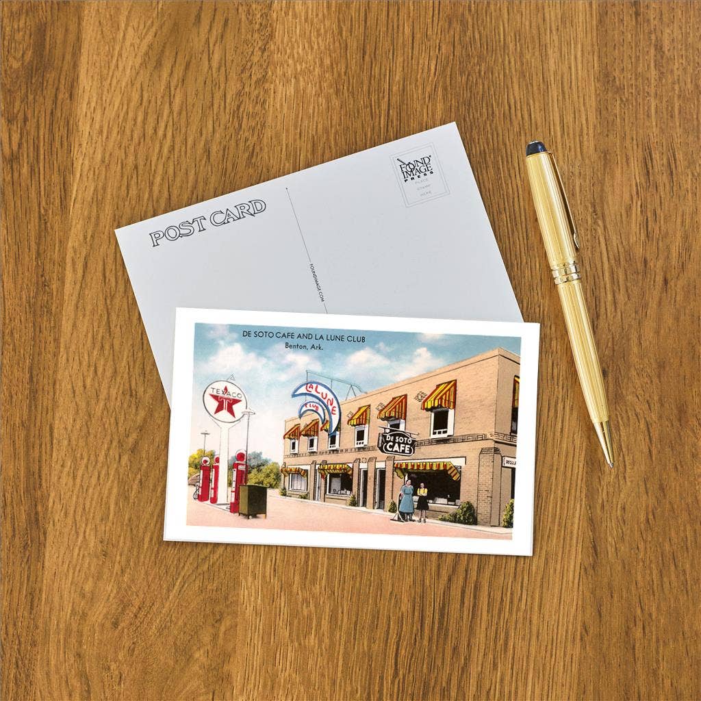 Found Image Press – wholesale Postcard – Postcard RS-29 De Soto Cafe and Gas Station1