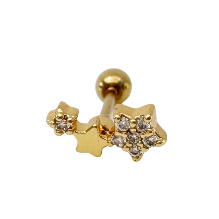 Blush & Co - Wholesale Single earring - Galaxy of Stars Gold Barbell Earring2