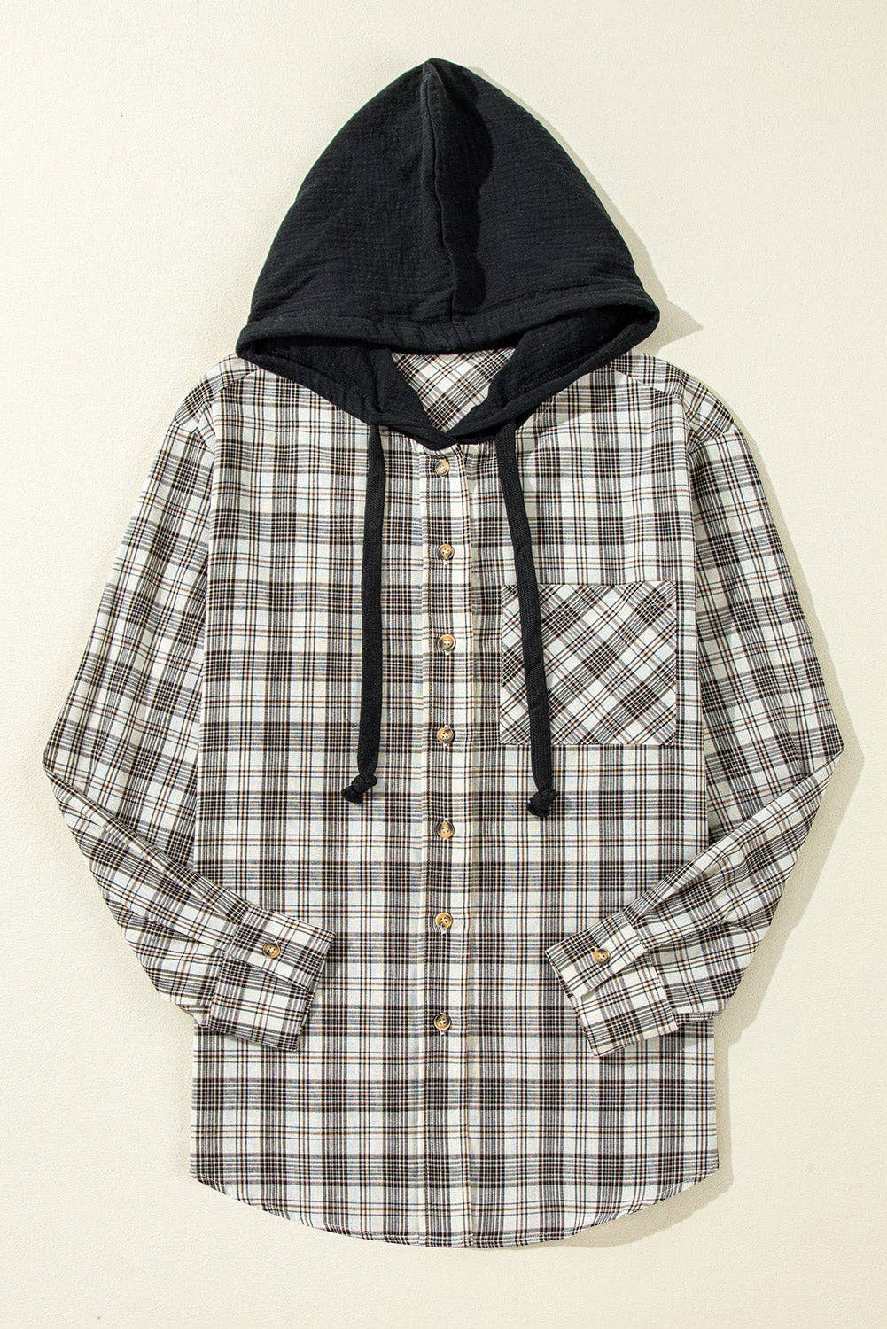 Lovesoft - Wholesale Shirt Jacket/Shacket - Women's - Checkered Print Loose Fit Buttoned Hooded Shacket13