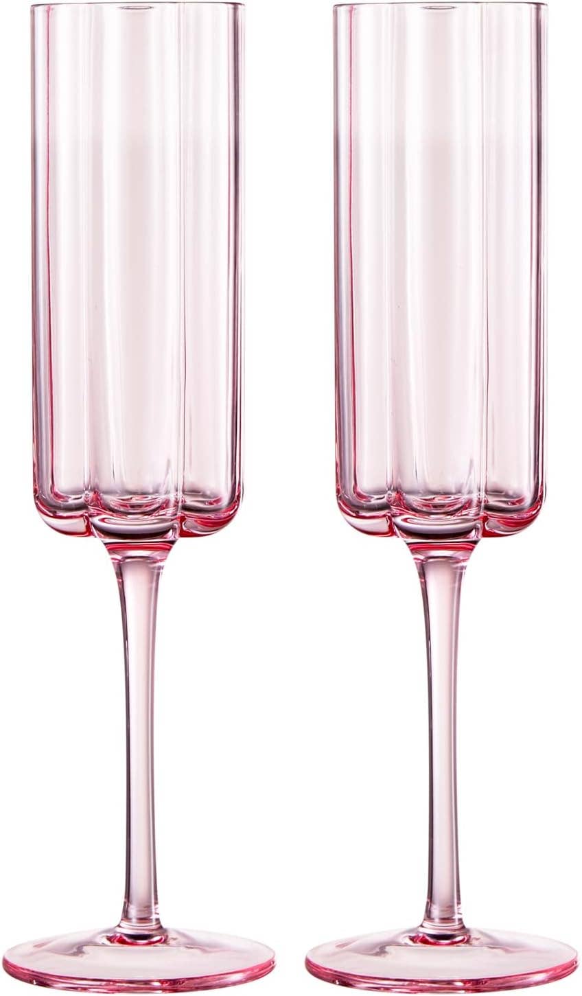 The Wine Savant /  Khen Glassware – wholesale Champagneglas – Vintage champagneglas med blomform, set om 2 - 220 ml5