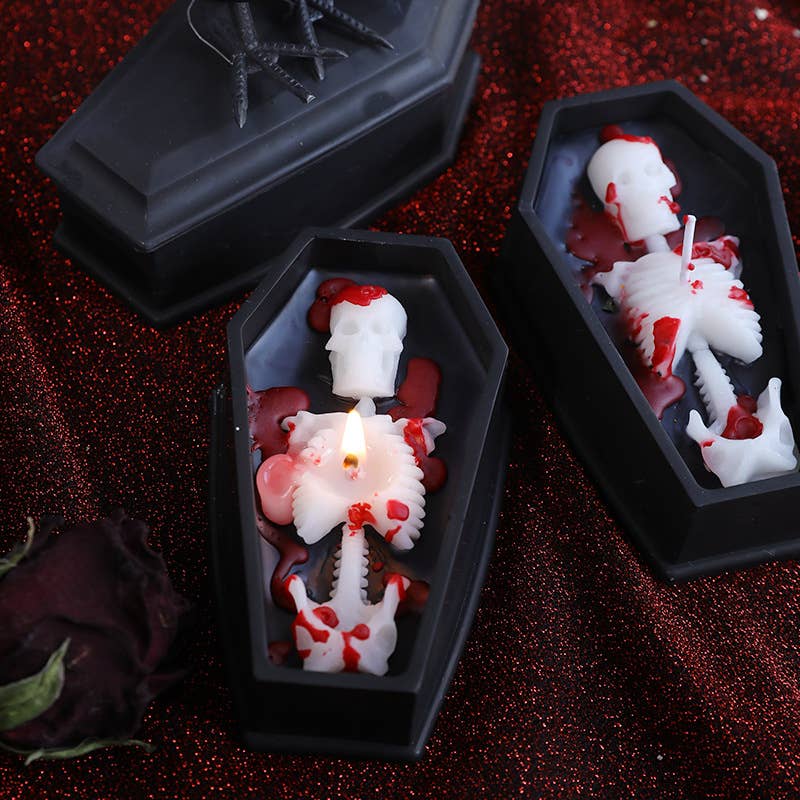 Candles Meta - Wholesale Novelty Candle - Halloween Coffin Skull Tombstone Decor Scented Candle CM0736