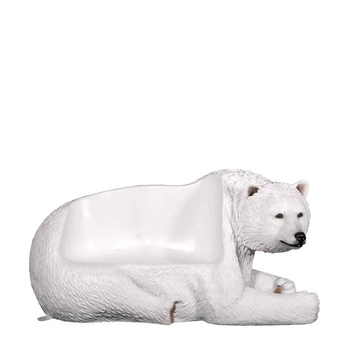 Laying Polar Bear Bench Statue for wholesale by LM Treasures