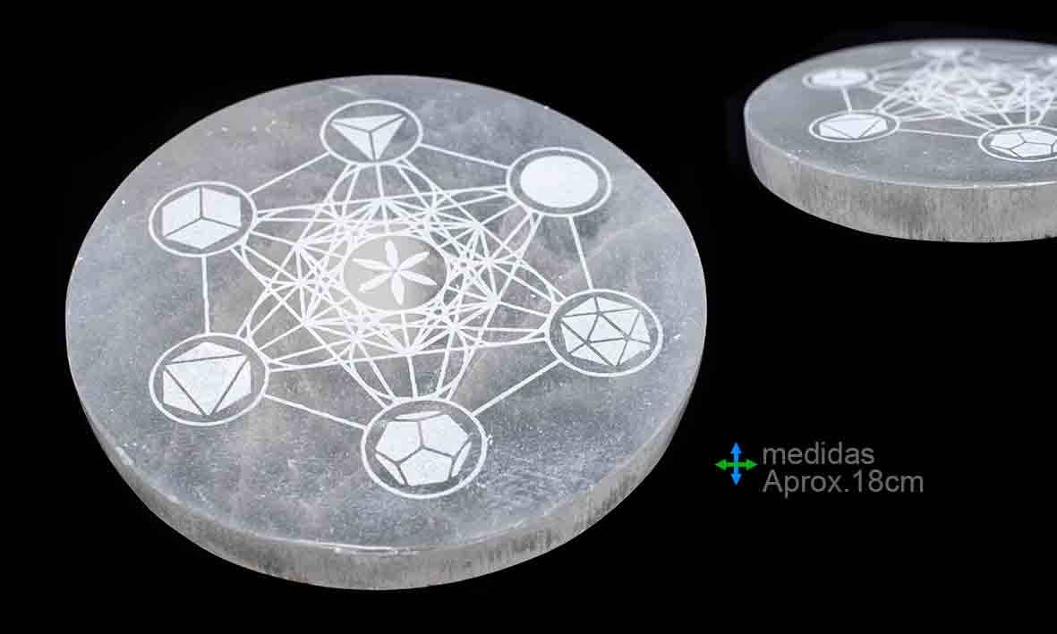 Esoterica Arte - Vente Pierre et cristal de spiritualité - Base Cercle en sélénite Metatron 18cm0