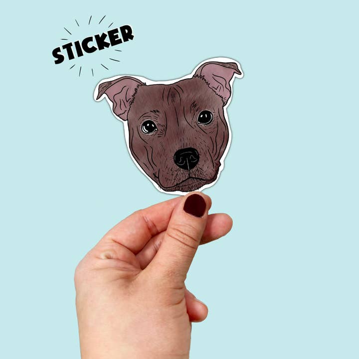 Waterproof Vinyl Black and Brown Pit-bull Sticker for wholesale by Songbird Artistry
