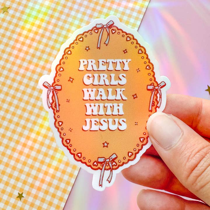 Pretty Girls Walk With Jesus Sticker for wholesale by Peony&June Illustration
