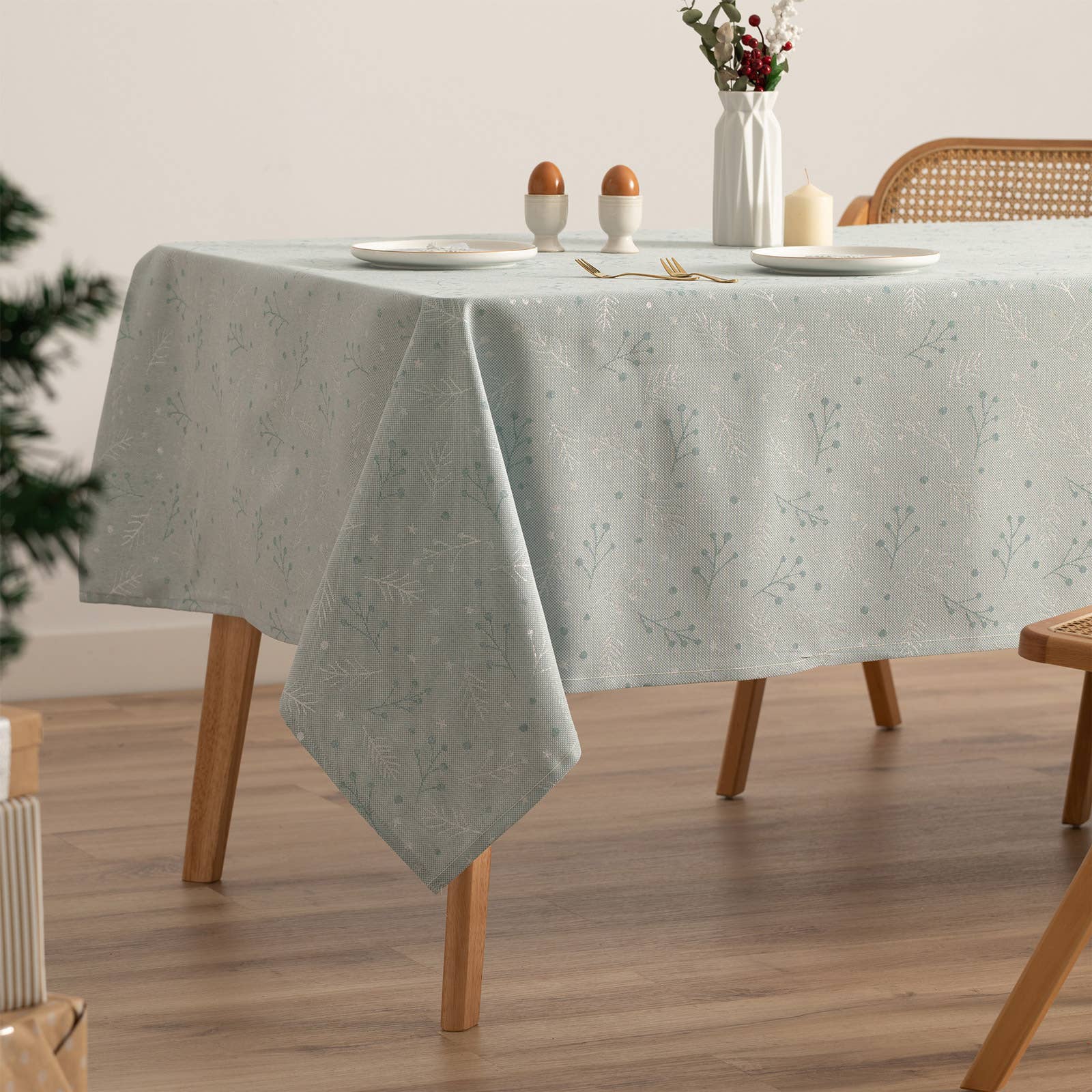 GAMUSI - Vente Nappes - Nappe de Noël en coton jacquard BERRIE1