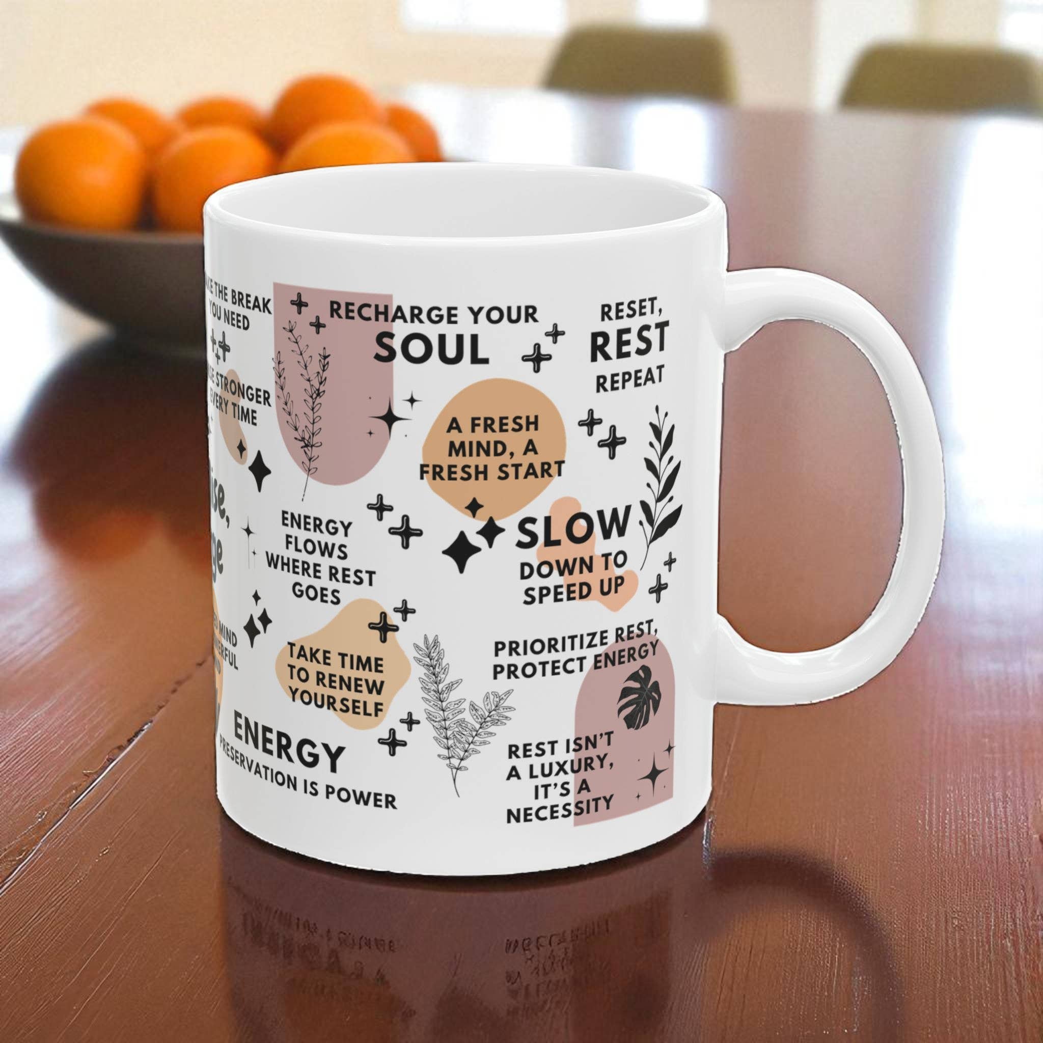 EMESLY - Wholesale Coffee Mug - Reset Rise Recharge Motivational Coffee Mug Gift; 11oz/15oz1