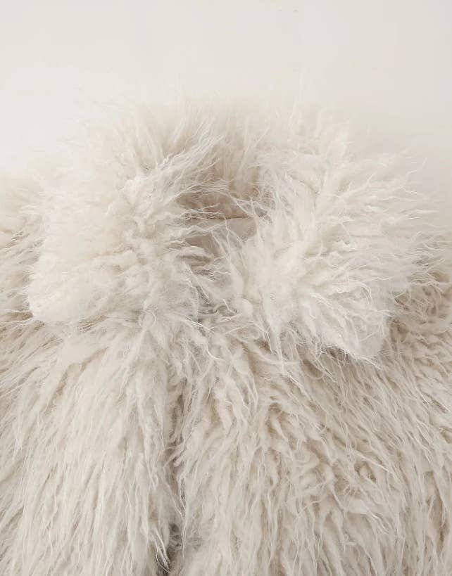 Offwhite Warm cropped  faux fur jacket coat for wholesale on Faire2
