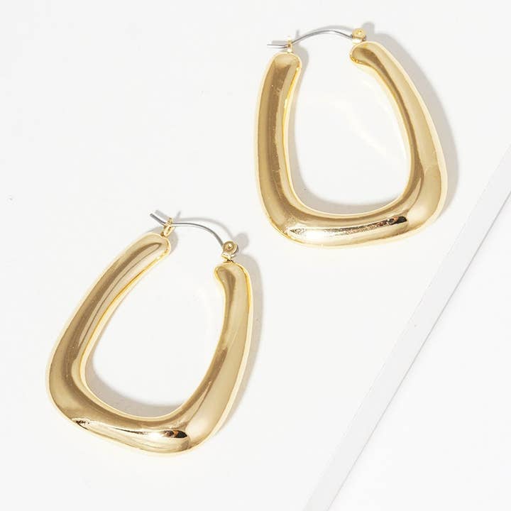 Gold Rectangular Hoop Earrings for wholesale by OHBOOBA DESIGN
