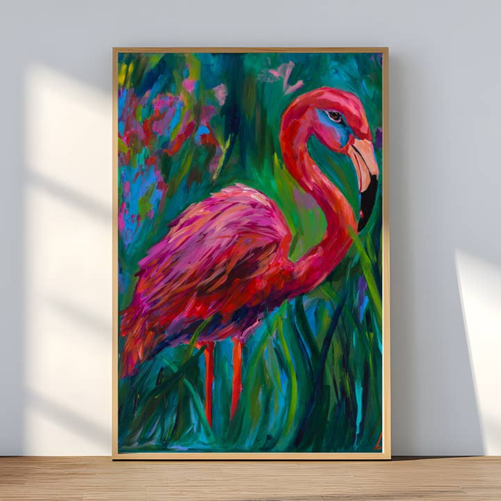 Queen’s Croquet — Flamingo Wall Art, Dopamine Decor Print for wholesale by L Marie Art