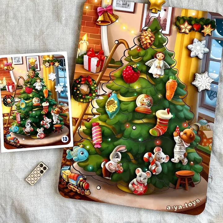 Wooden Playset Puzzle 2 In 1 For Kids - Christmass Tree for wholesale by UBees