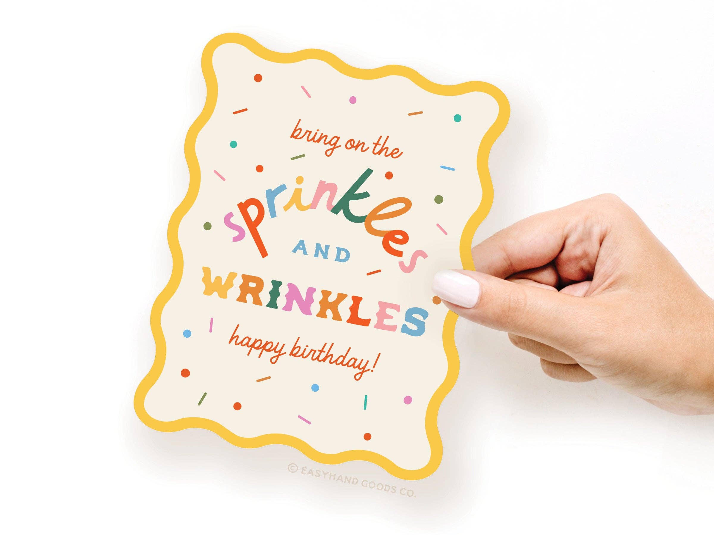 Easyhand Goods – formerly Onderkast – wholesale Birthday card – Sprinkles and Wrinkles Wavy Die Cut Notecard2