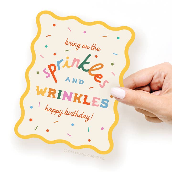 Easyhand Goods – formerly Onderkast – wholesale Birthday card – Sprinkles and Wrinkles Wavy Die Cut Notecard2