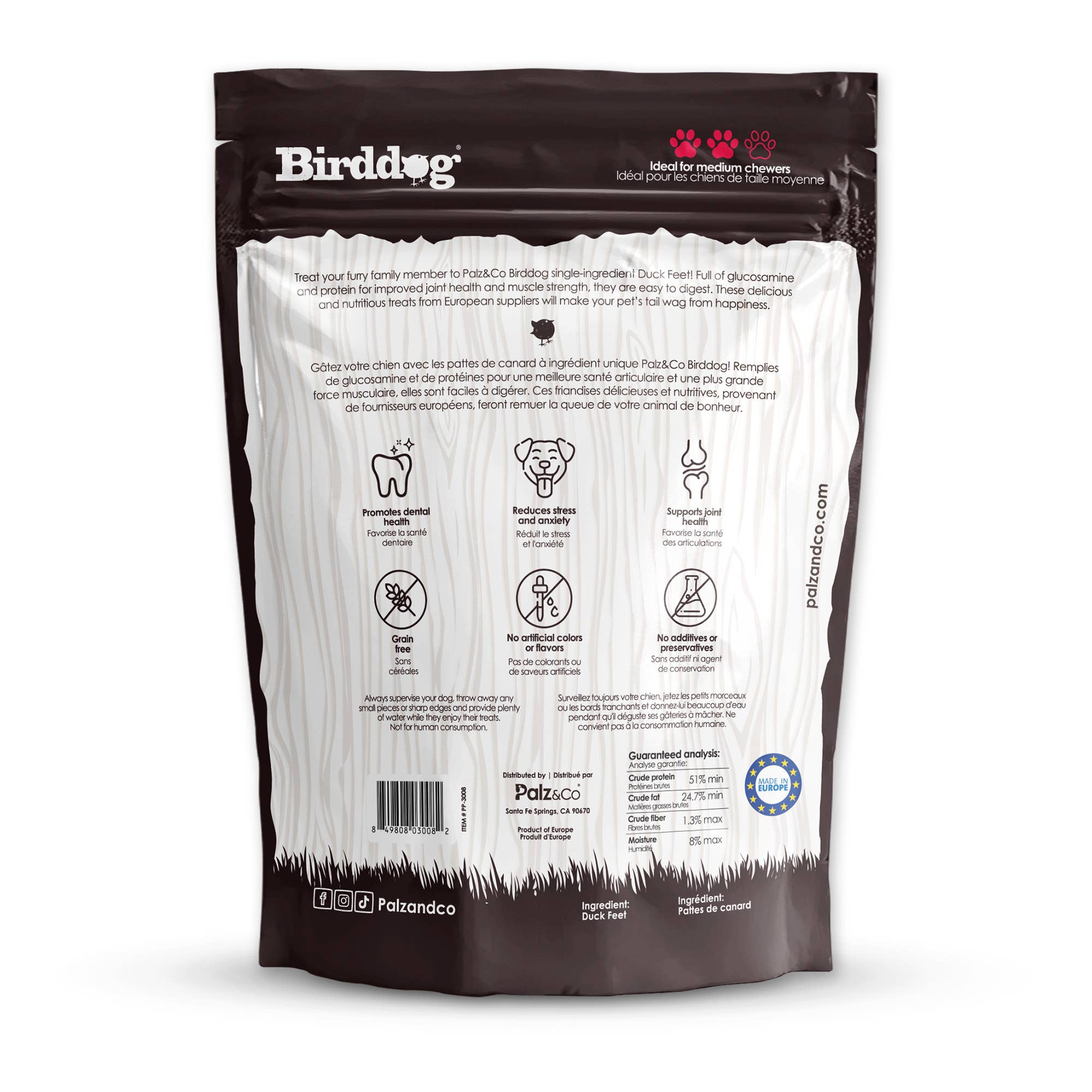 Palz&Co - Wholesale Pet Treats - Dog - Birddog Duck Feet (no nails) - Pack of 10 & 353