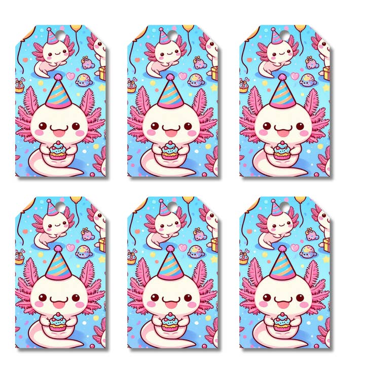 12 etichette regalo Axolotl Party, confezione regalo, etichette per bagagli, creazione di biglietti per la vendita all'ingrosso da parte di simply creative