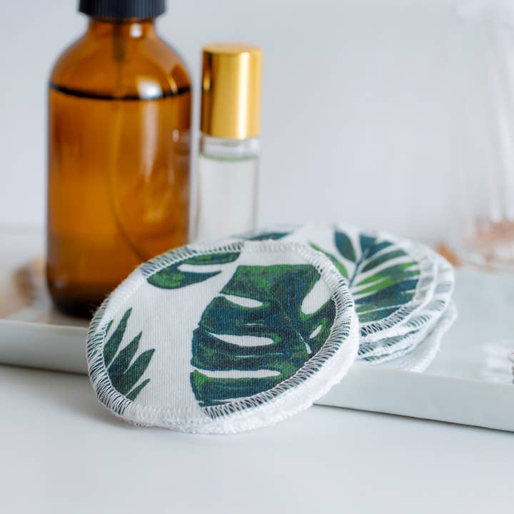 Well Beings Supply - Wholesale Cotton pad - Cotton Facial Rounds | Set of 7 + Wash Bag | Leafy Monstera5