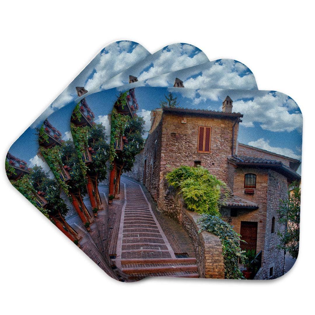 3dRose - Wholesale Coasters - 3dRose, Italy, Umbria. Homes along the streets of Assisi., Coaster7