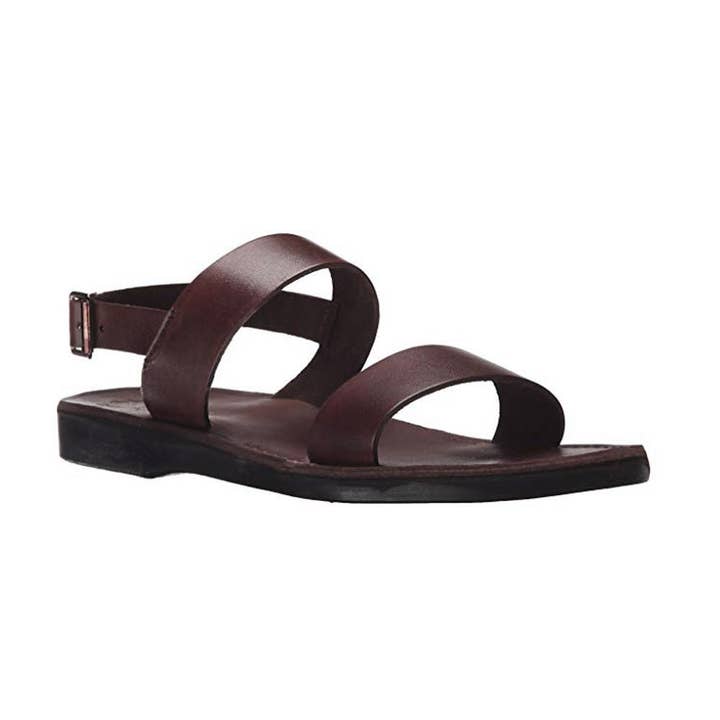 Golan - Sandales plates en cuir Slingback | Marron pour la vente par Jerusalem Sandals