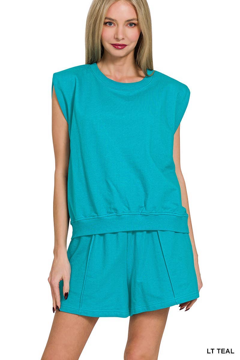 Vanilla Monkey - Wholesale Knit Top - Women's - French Terry Sleeveless Top &amp; Shorts Set2