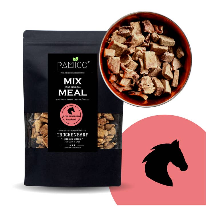 Gevriesdroogde paardenharten - MIX MEAL Droogbarf voor honden en katten voor wholesale door PAMICO