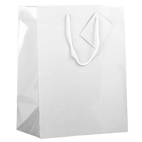 JAM PAPER - Wholesale Gift Bag - Glossy Gift Bags w/ Rope Handles, Large, 10x5x13, White, 6PK0