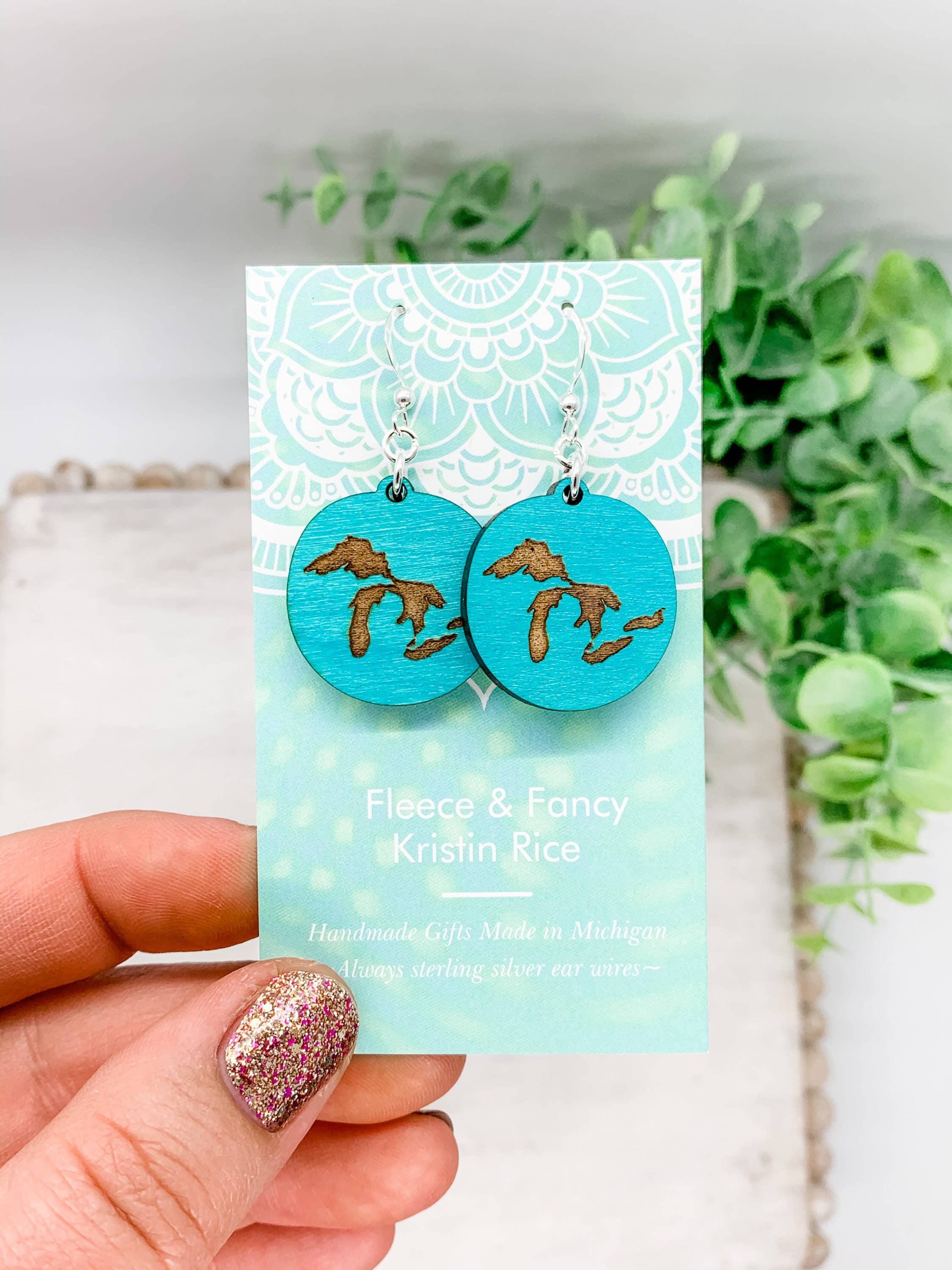 Fleece & Fancy - Wholesale Dangle Earrings - Laser Cut Great Lakes Wood Earrings3