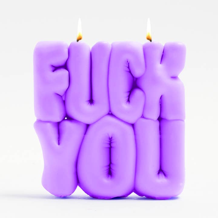 VELA ACOLCHADA «FUCK YOU», COLOR MORADO para venta al por mayor de WAVEY CASA