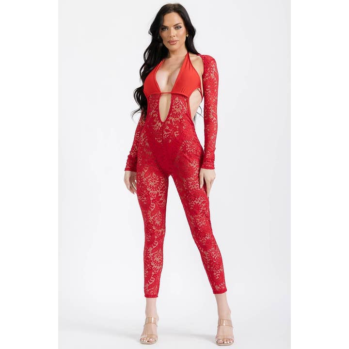 Set Tops Lace Sexy Jumpsuits Rompers See Through for wholesale by SEXY STAR DESIGN INC