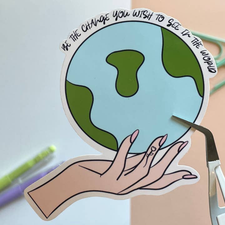 Soyez le changement que vous souhaitez voir, autocollant pouce vert, éco pour la vente par KSDESIGNS