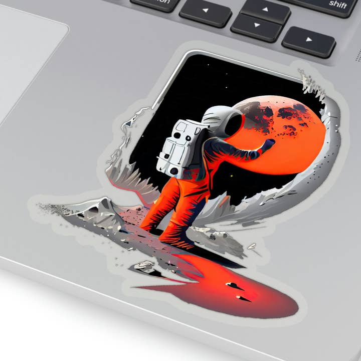 Waterproof Vinyl Sticker - Spaceman Gazing At The Moon for wholesale by Smartstead Homestead