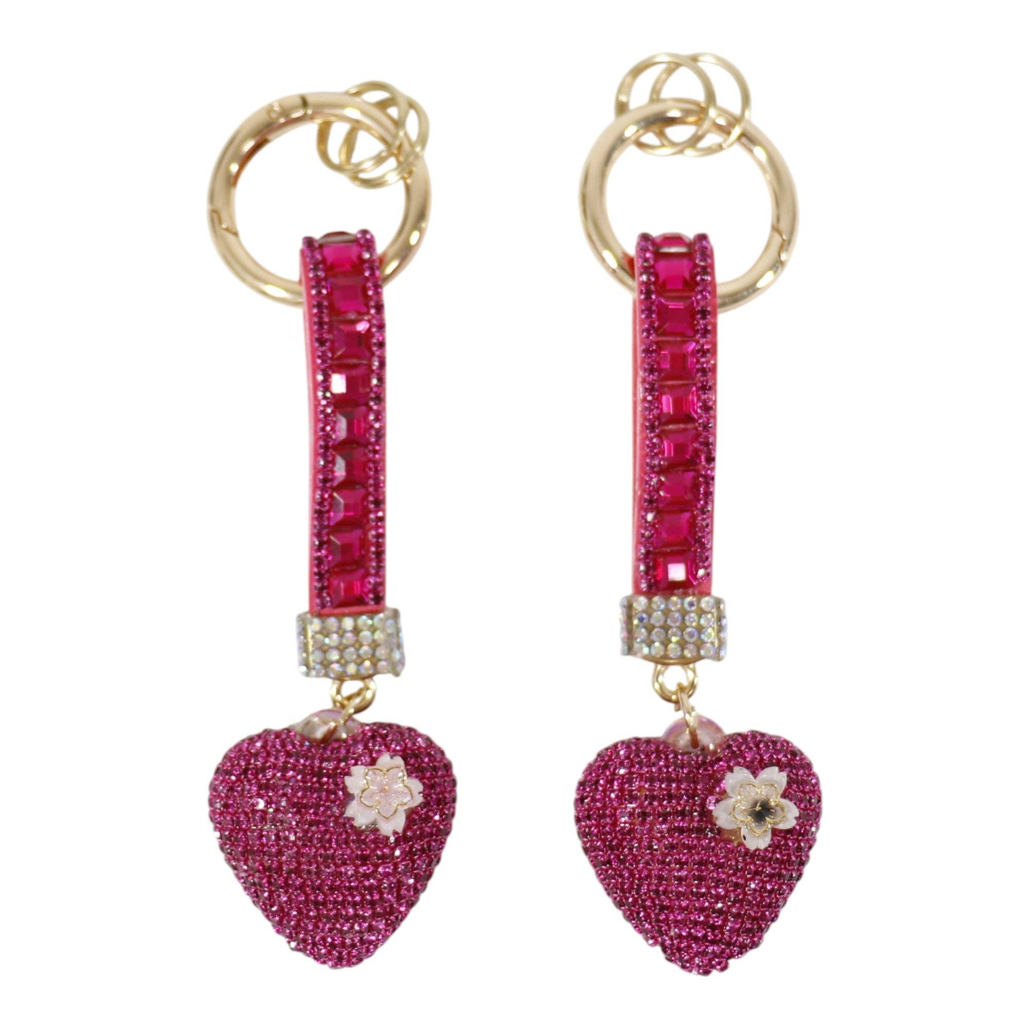 SORTIERT Doppelseitiger Strass-Herz-Schlüsselanhänger KC41101-11 (12 Stück) für den Großhandel auf Faire12