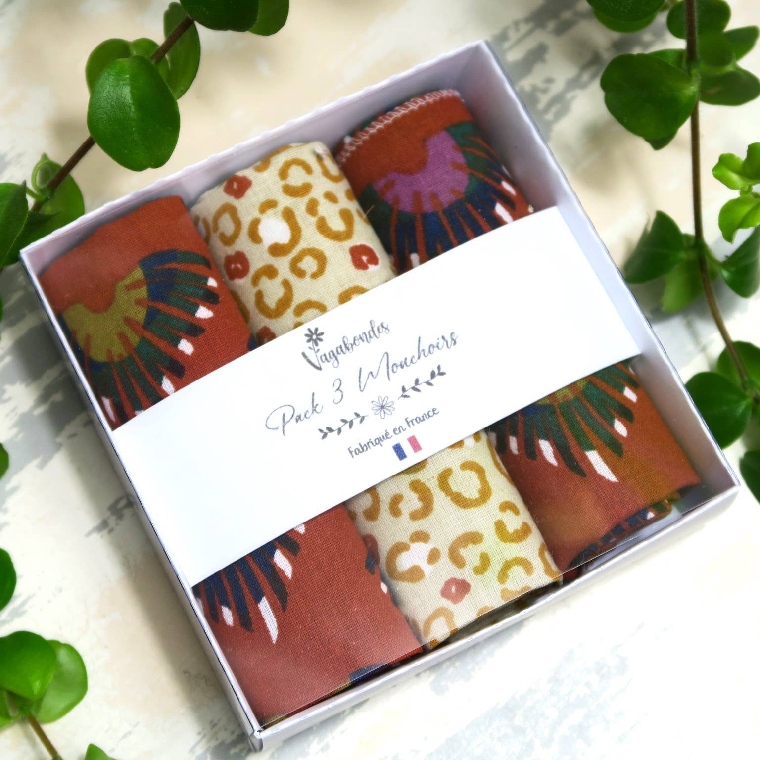 Vagabondes - Wholesale Handkerchief - Unisex - Pack of 3 Cotton Handkerchiefs, Reusable and Eco-friendly3